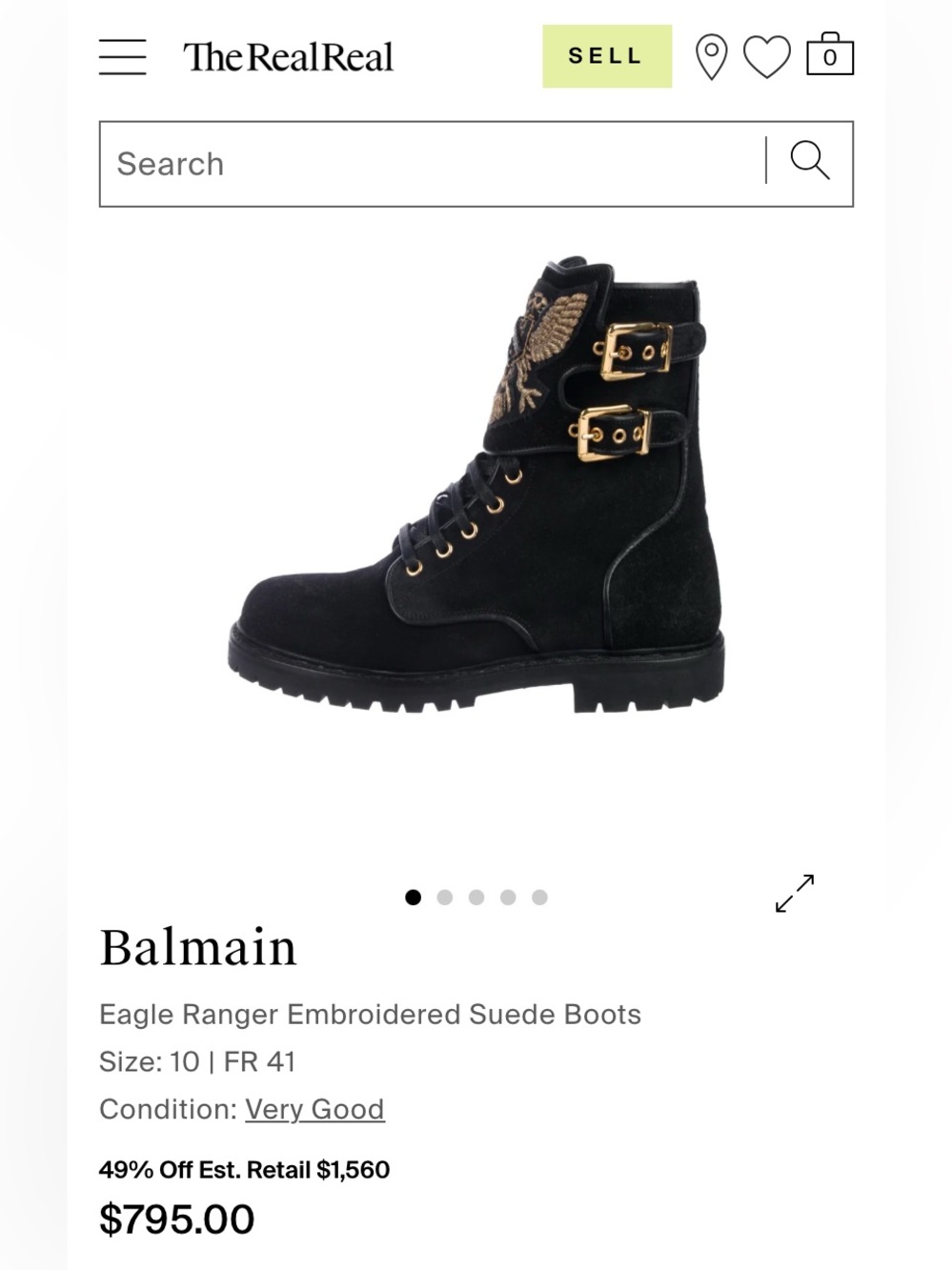 🛍️Balmain Authentic Black Suede Eagle Ranger Combat Boots - Picture 15 of 15